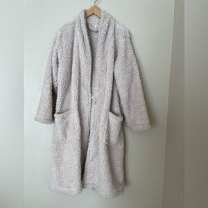 Pottery Barn Teddy Bear Plush Sherpa Robe Cream Off White Cozy Warm Women's Sz M